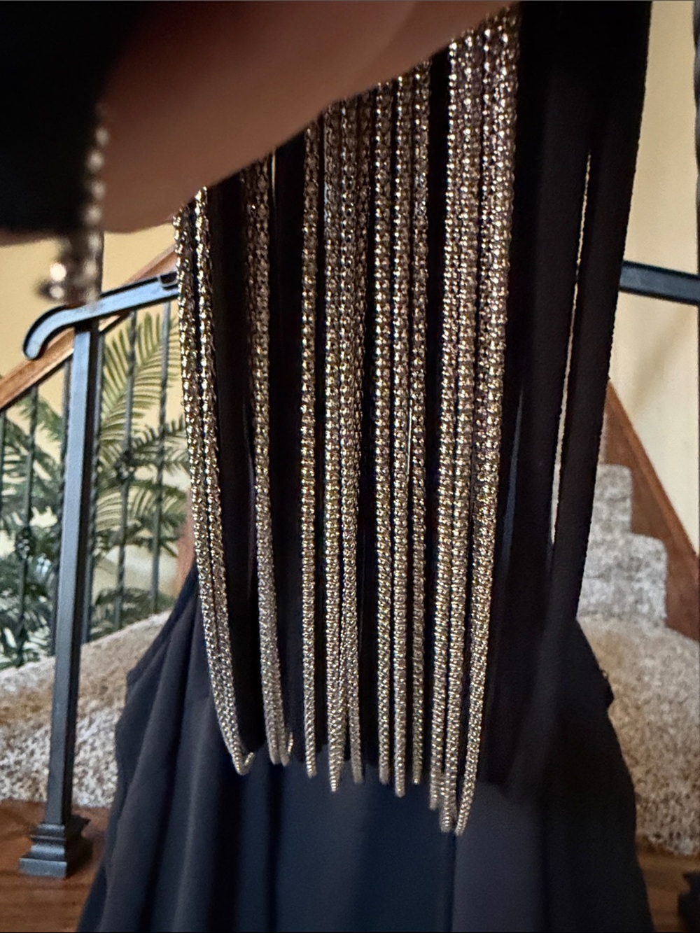 XOXO Black Halter Top Black and silver strappy size Large - Picture 3 of 8